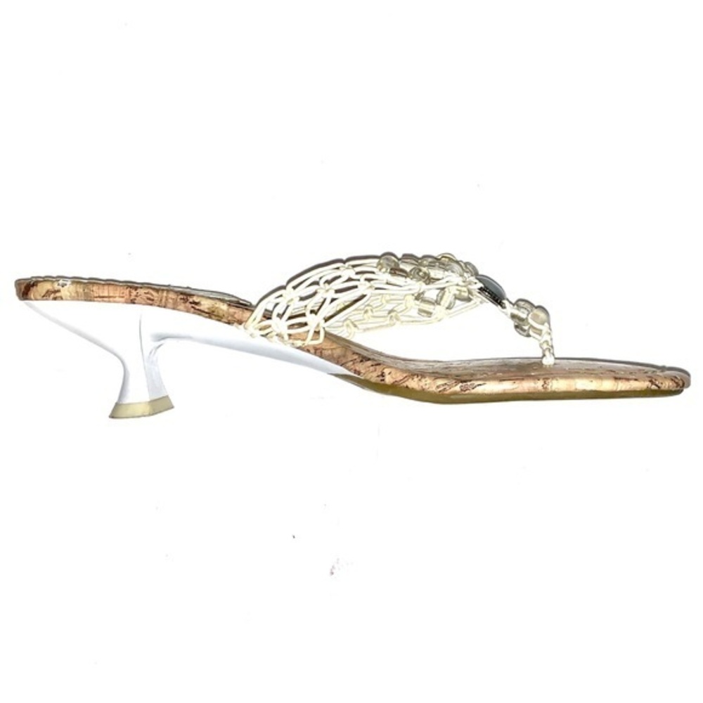 It’s OK 7M Talia braided white sandals w 2” heels